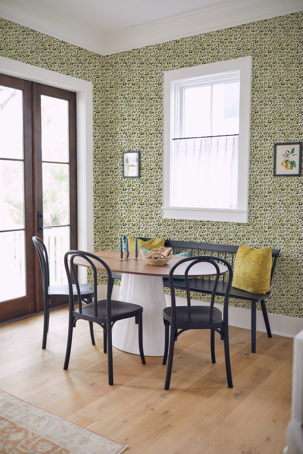 Floral Trellis Wallpaper in Yellow/Green
