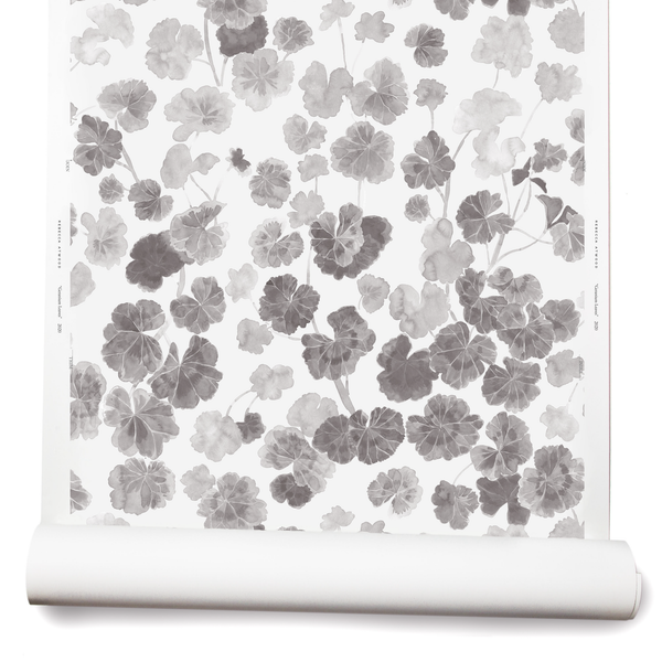Geraniums Wallpaper in Gray