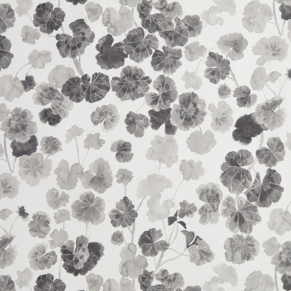 Geraniums Fabric in Gray