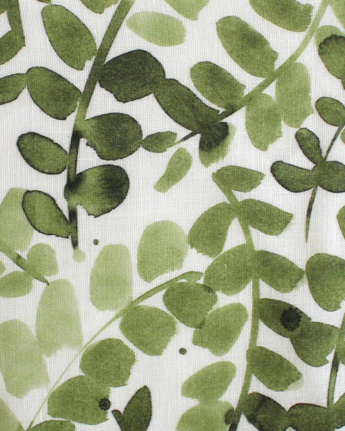 Green Floral Drop Repeat Linen Fabric
