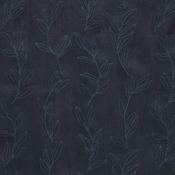 Linear Stem Sheer Fabric in Washed Navy