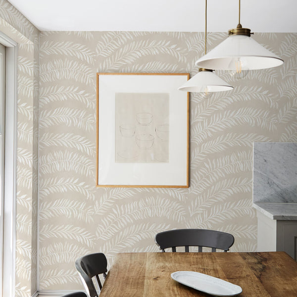 Marble Fern Wallpaper in Parchment