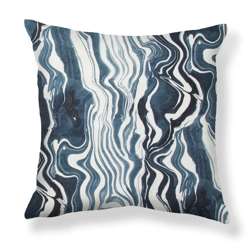 Marbled Stripe Pillow in Navy