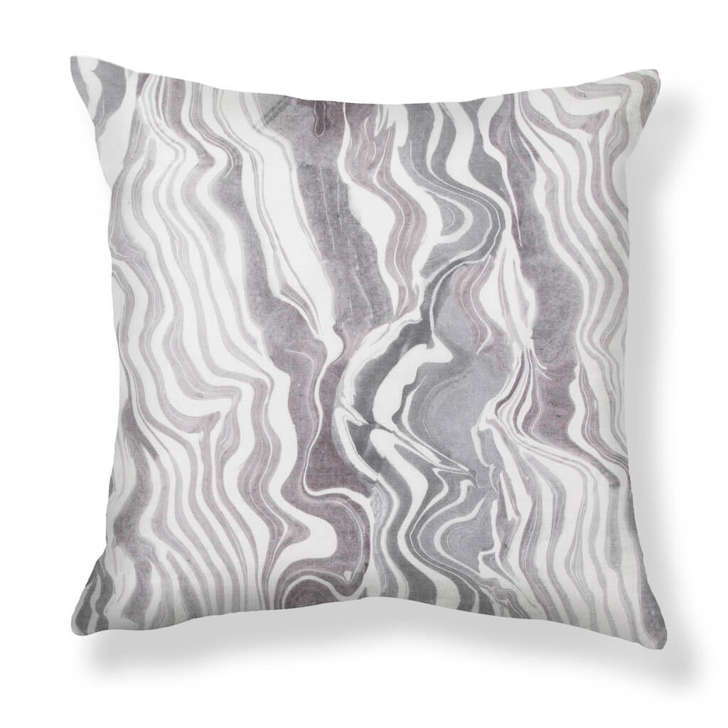 Marbled Stripe Pillow in Gray-Lilac