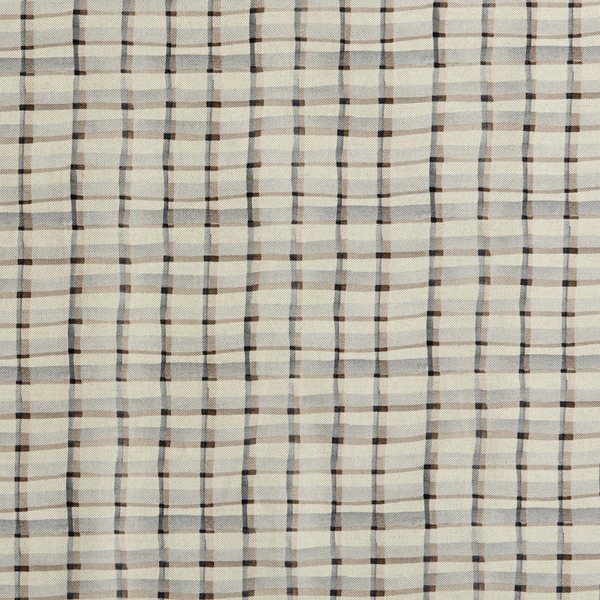 Mason Plaid Fabric in Natural/Gray