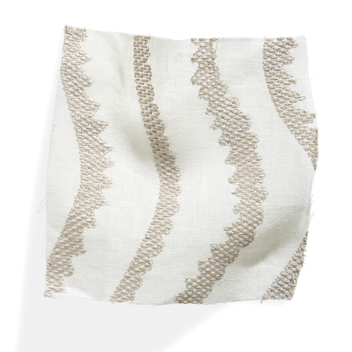 Notched Vines Fabric in Ivory/Gray