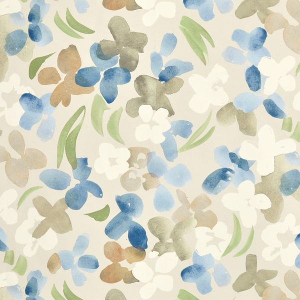 Perennial Blooms Fabric in Gray/Blue