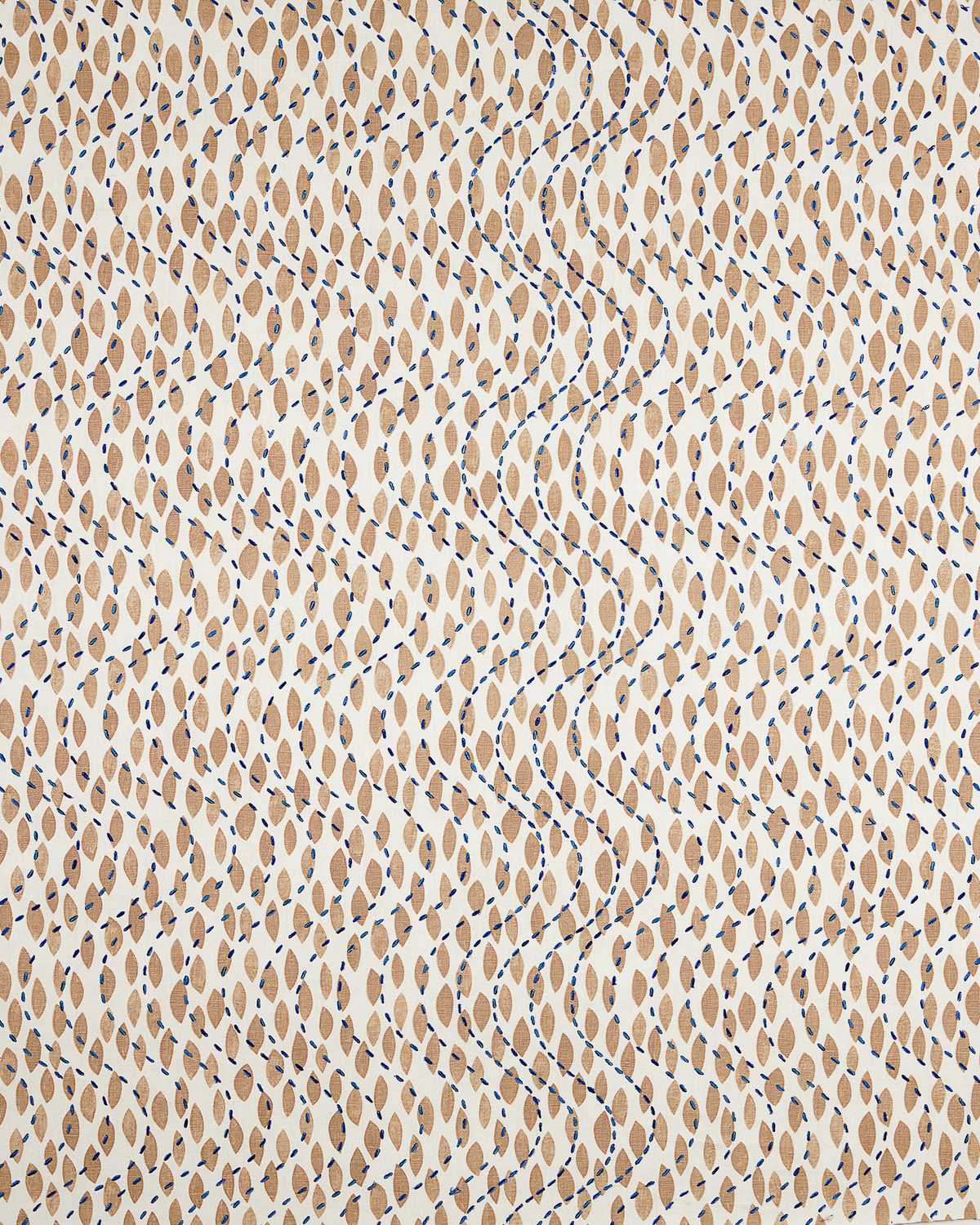 Shell Wave Fabric in Taupe/Cobalt