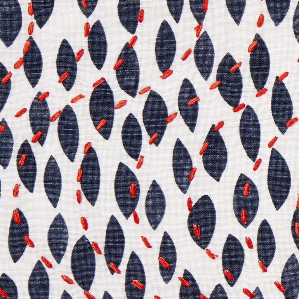Shell Wave Fabric in Navy/Coral