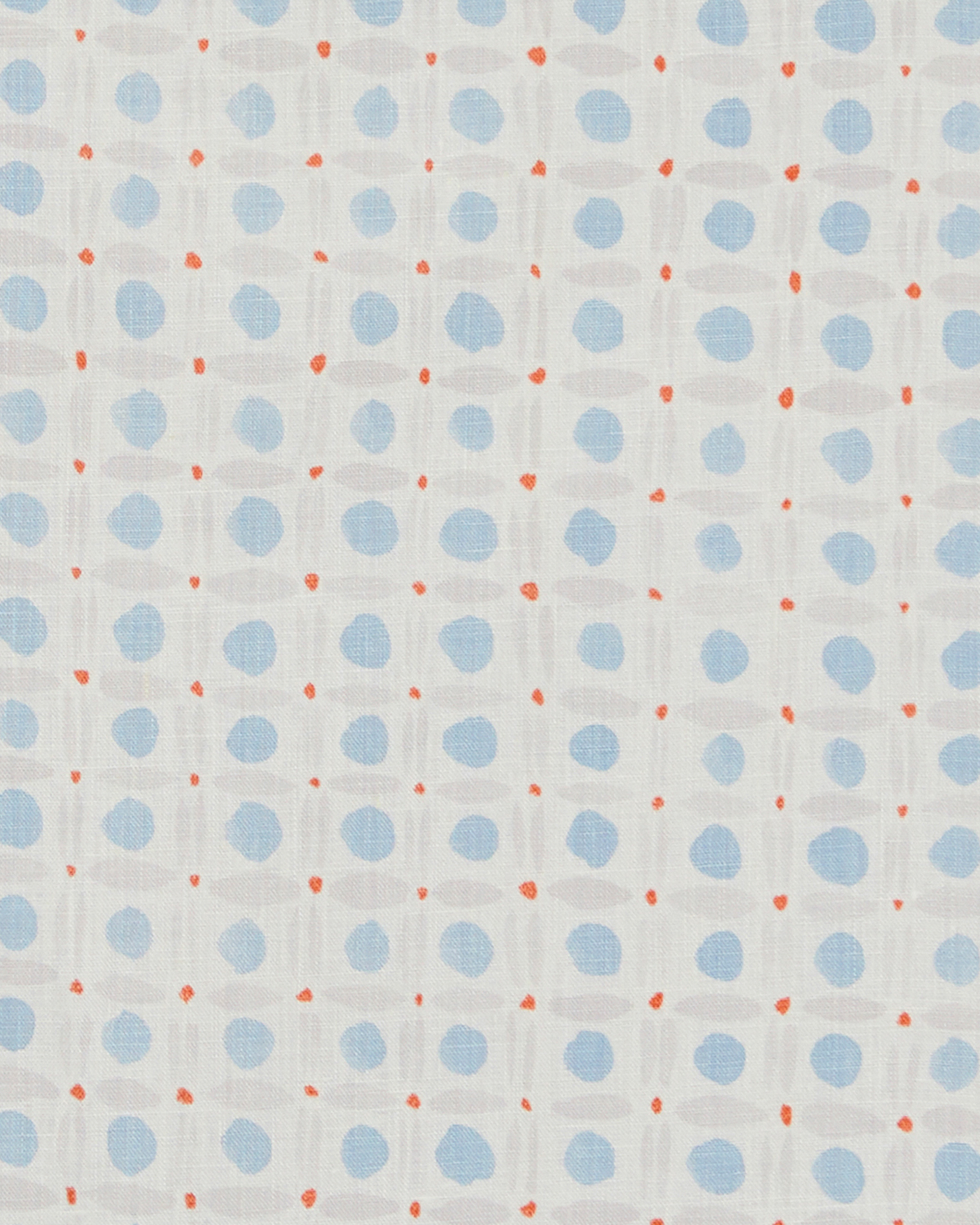 Spotted Grid Fabric in Sky/Tomato