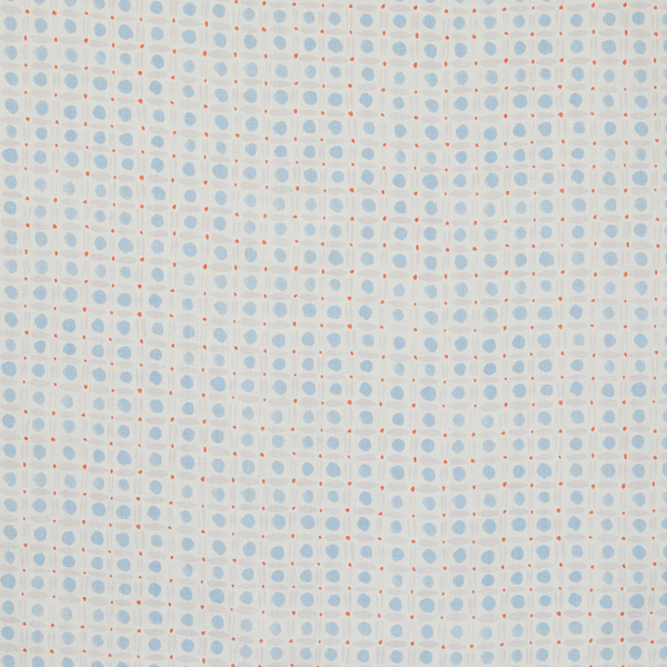 Spotted Grid Fabric in Sky/Tomato