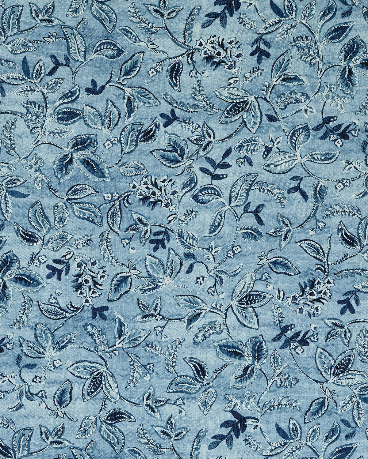 Textured Botanical Fabric in Dark Blues