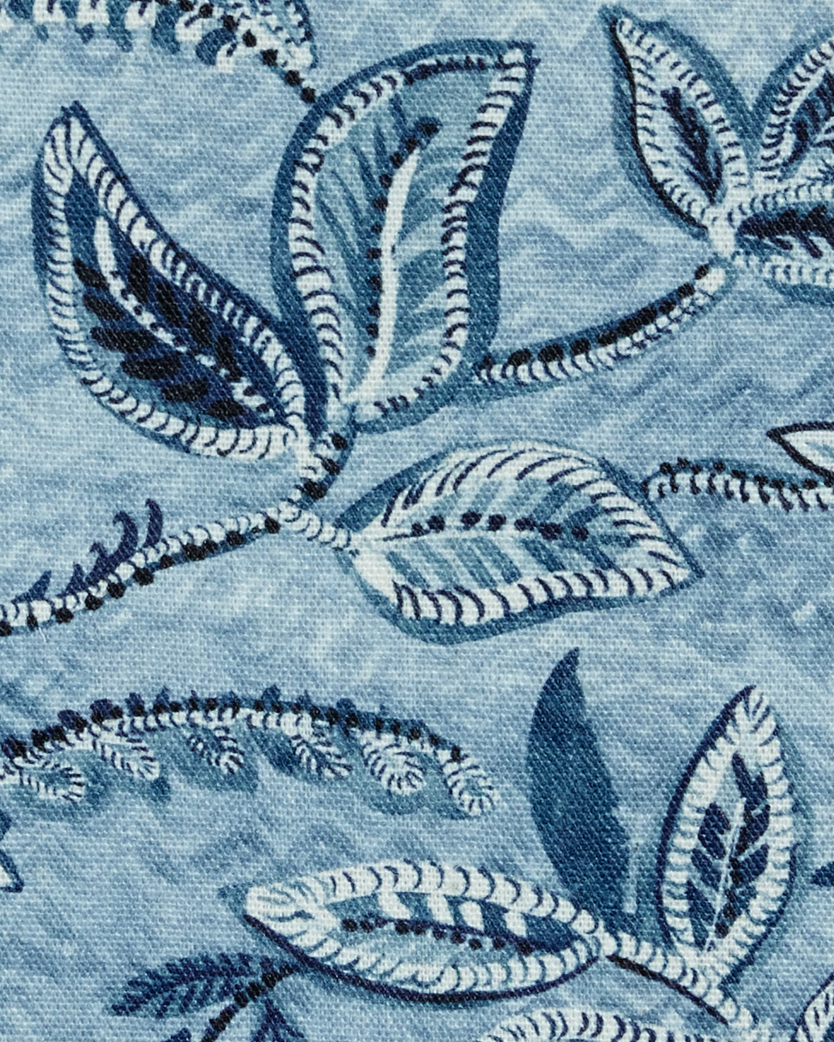 Textured Botanical Fabric in Dark Blues