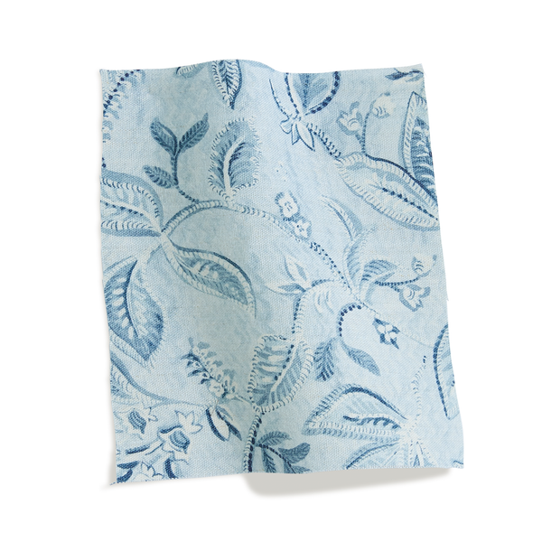 Textured Botanical Fabric in Light Blues