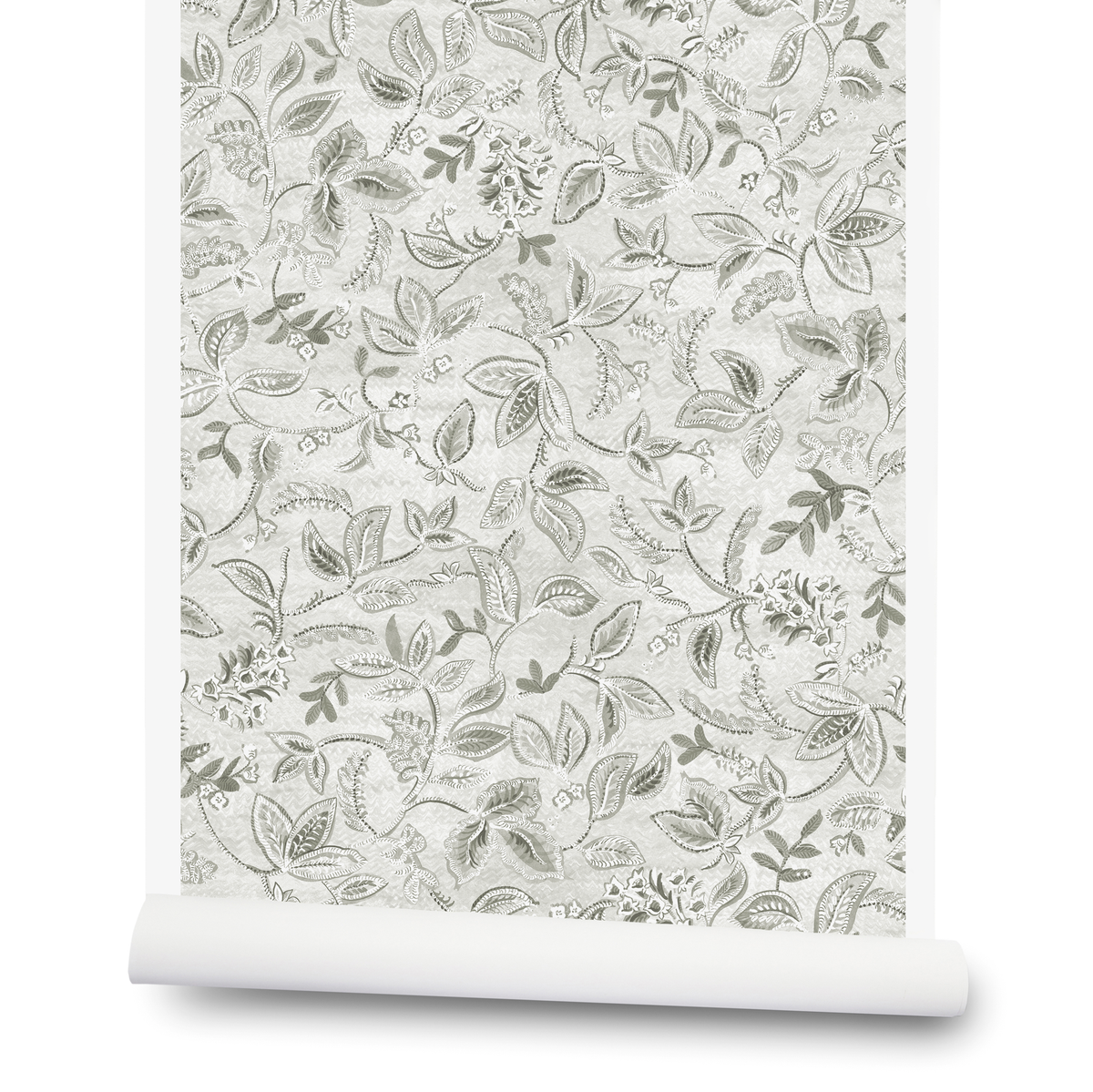 Textured Botanical Wallpaper in Gray