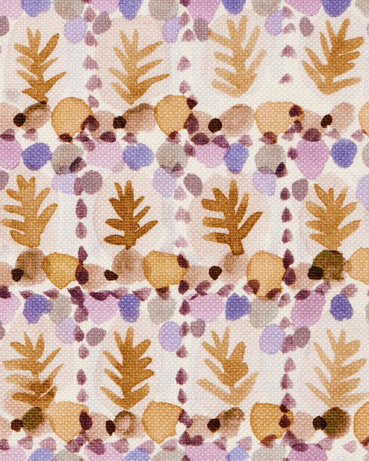 Tree Grove Fabric in Ochre/Purple
