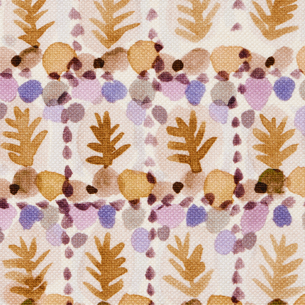 Tree Grove Fabric in Ochre/Purple