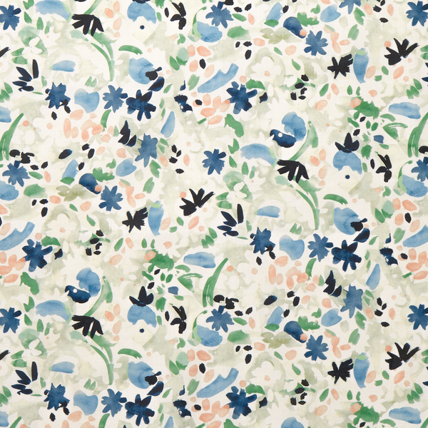 Wildflower Fabric in Navy/Leaf