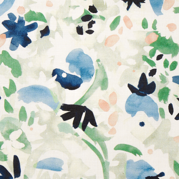 Wildflower Fabric in Navy/Leaf