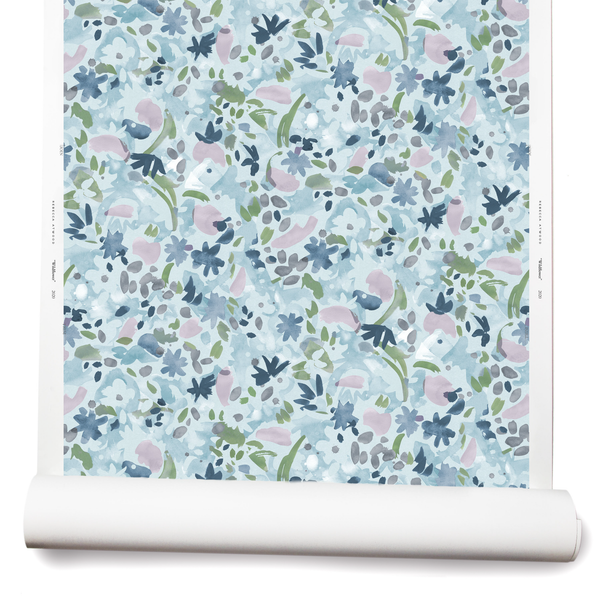 Wildflower Wallpaper in Blue/Lilac